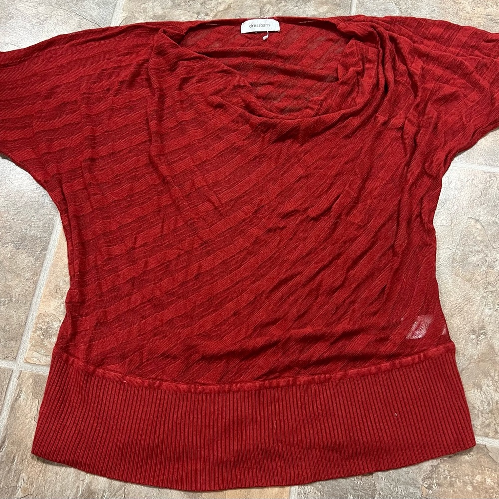 Women’s burnt orange sheer striped blouse, size 2XL